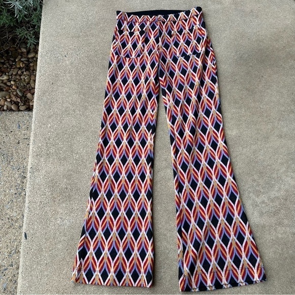Free People Hip Hugging Jacquard Flare Pants Womens 2 - Picture 2 of 7